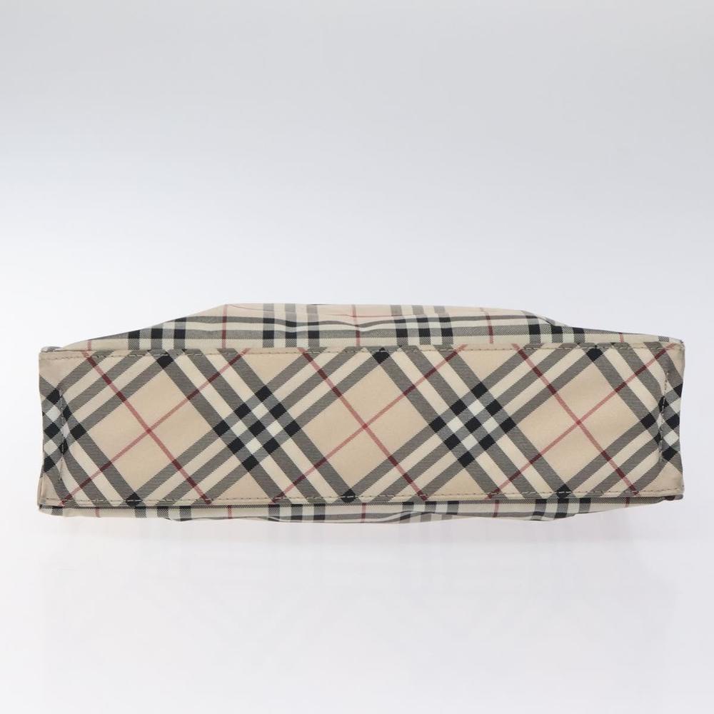 BURBERRY Nova Check Blue Label Hand Bag Nylon Beige Silver Auth kk500 - Picture 5 of 16